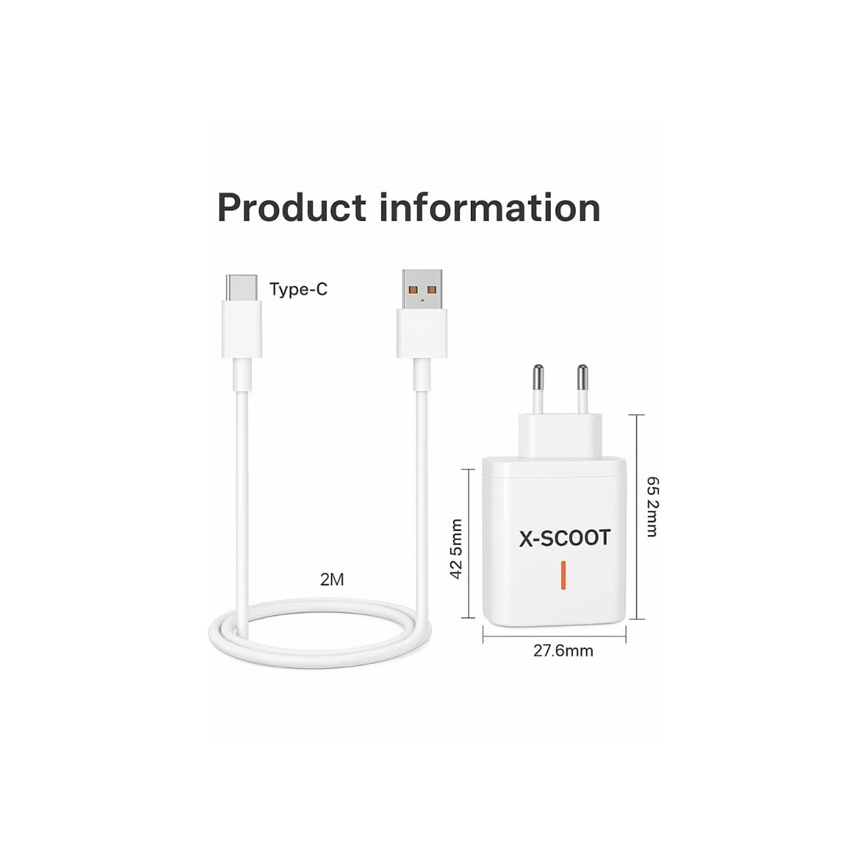 X-SCOOT GaN 65W Fast Charger + 2m USB-C Cable