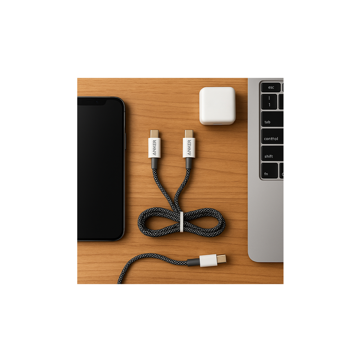 Anker USB-C to Lightning Cable (100mc) – MFi Certified, Fast PD Charging, Braided, iPhone 14/13/12