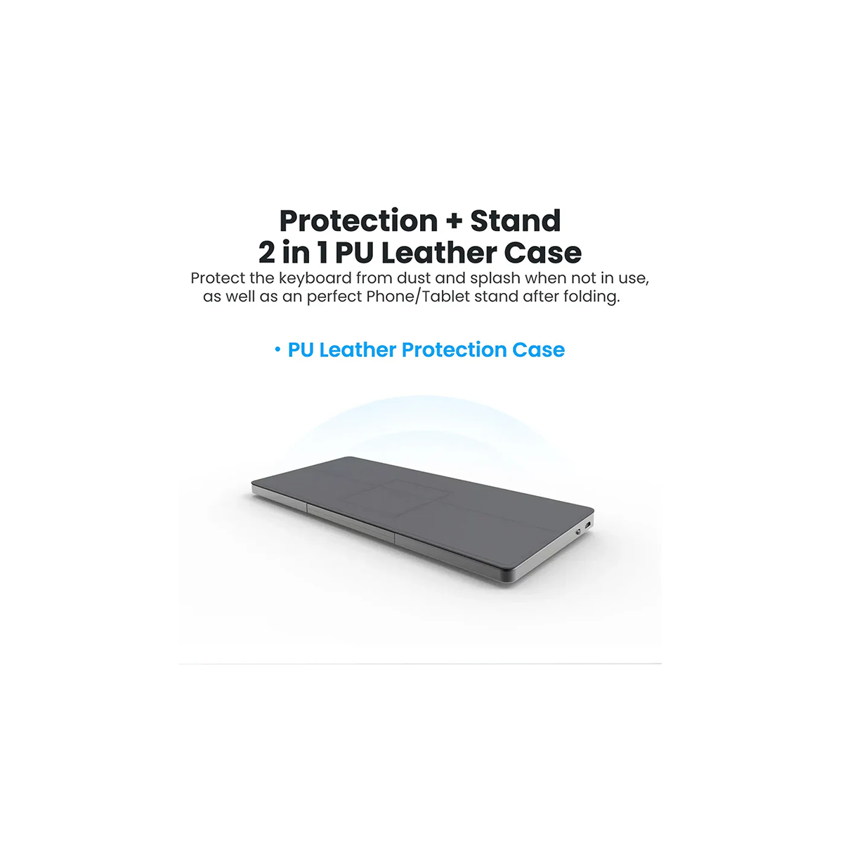 Slim Bluetooth Keyboard with Rotatable Touchpad – PU Leather Stand Case, Multi-OS