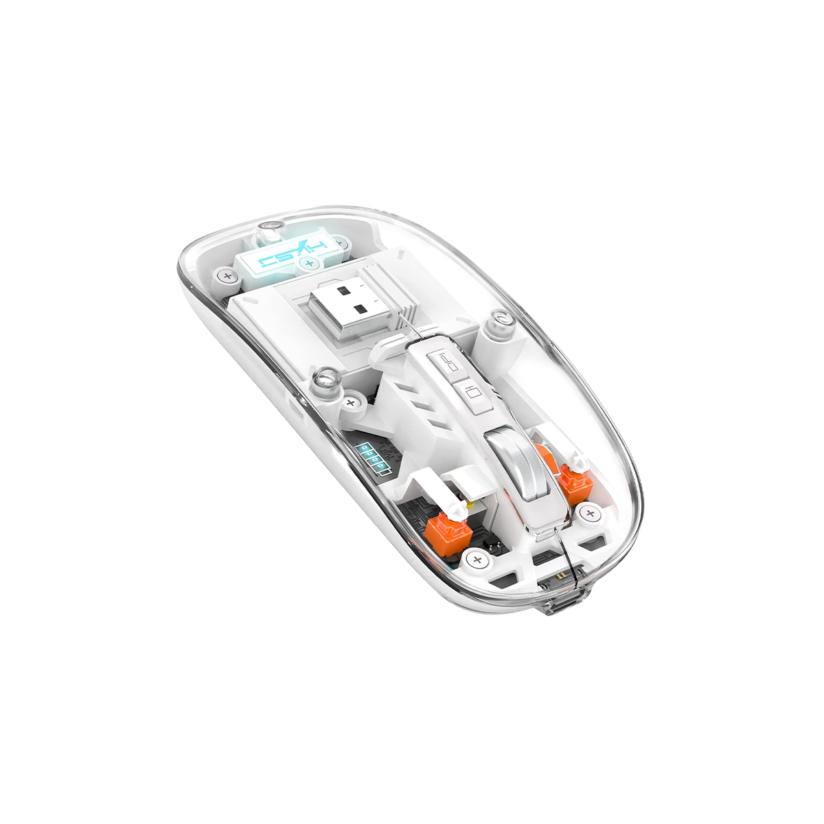 Transparent Wireless Mouse – Dual-Mode (Bluetooth 5.1 & 2.4 GHz), Silent Click, Adjustable DPI