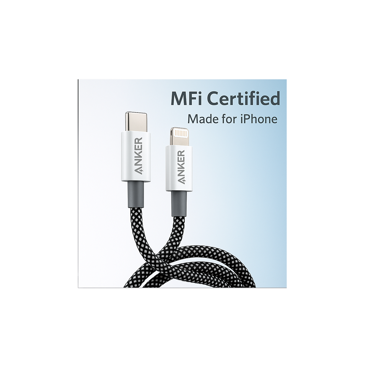 Anker USB-C to Lightning Cable (100mc) – MFi Certified, Fast PD Charging, Braided, iPhone 14/13/12