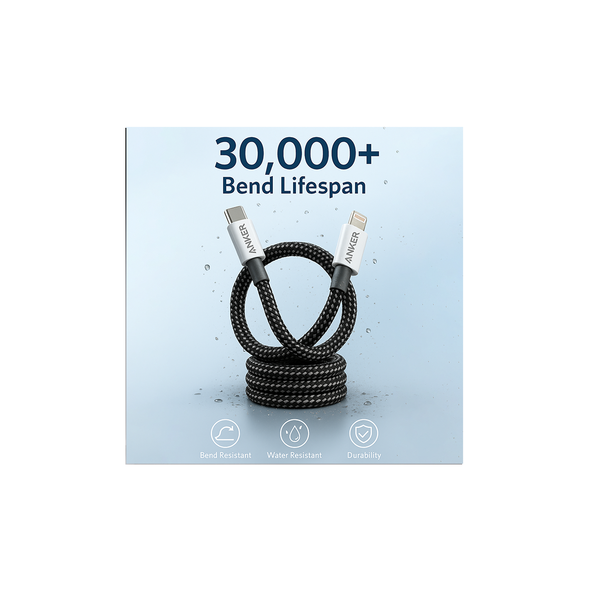 Anker USB-C to Lightning Cable (100mc) – MFi Certified, Fast PD Charging, Braided, iPhone 14/13/12