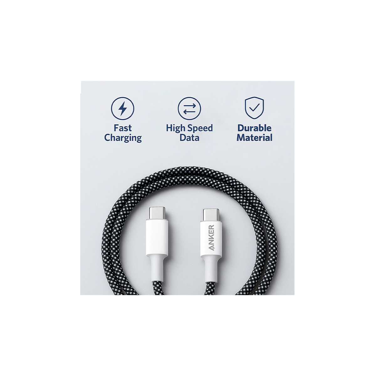 Anker USB-C to Lightning Cable (100mc) – MFi Certified, Fast PD Charging, Braided, iPhone 14/13/12