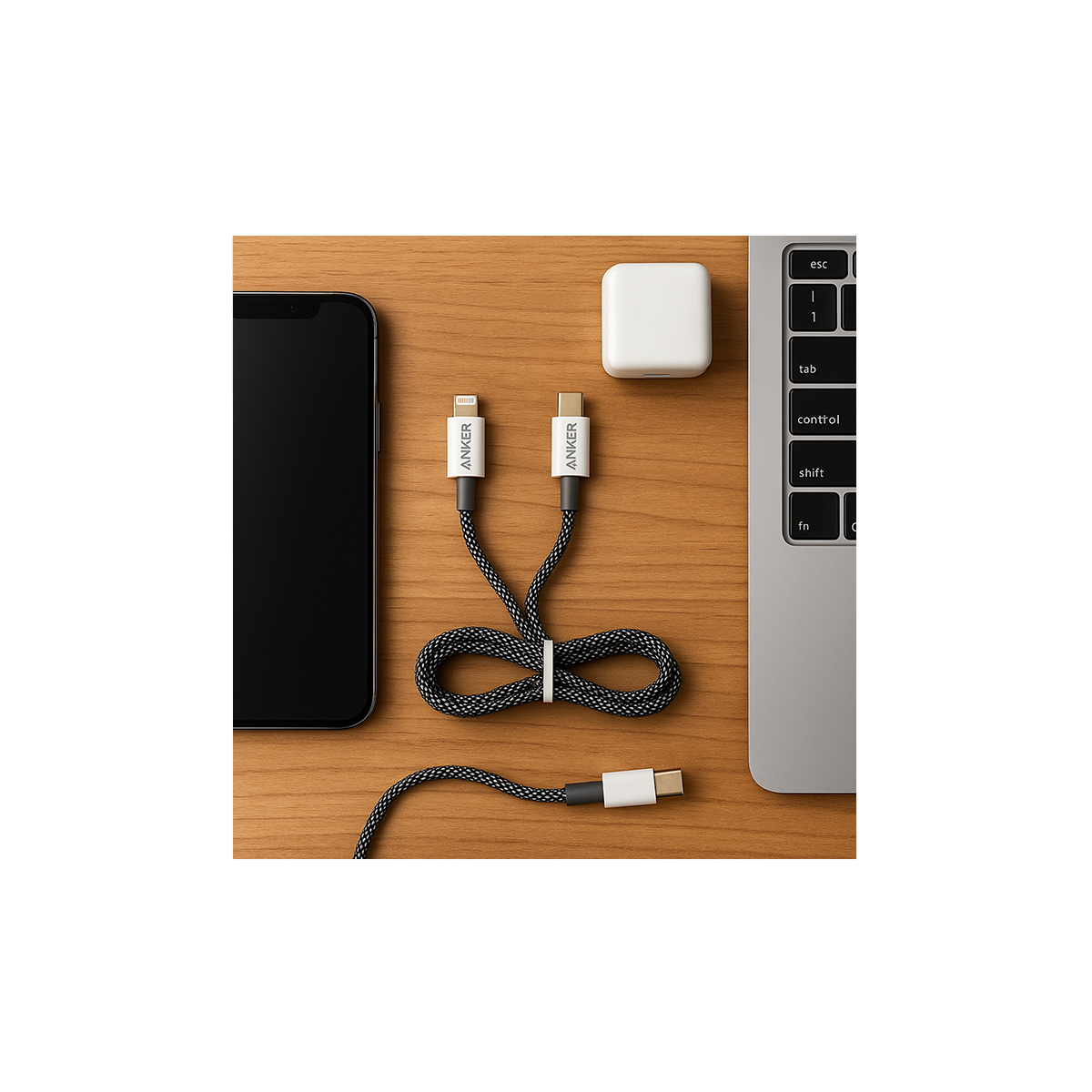Anker USB-C to Lightning Cable (100mc) – MFi Certified, Fast PD Charging, Braided, iPhone 14/13/12