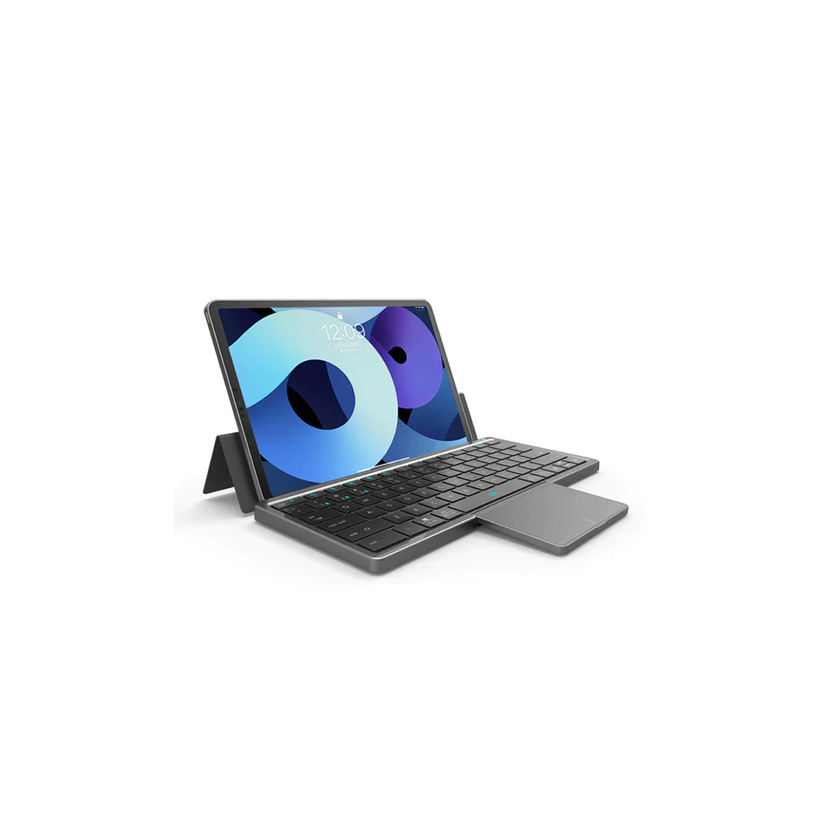 Slim Bluetooth Keyboard with Rotatable Touchpad – PU Leather Stand Case, Multi-OS