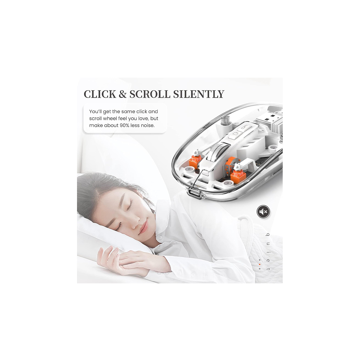 Transparent Wireless Mouse – Dual-Mode (Bluetooth 5.1 & 2.4 GHz), Silent Click, Adjustable DPI