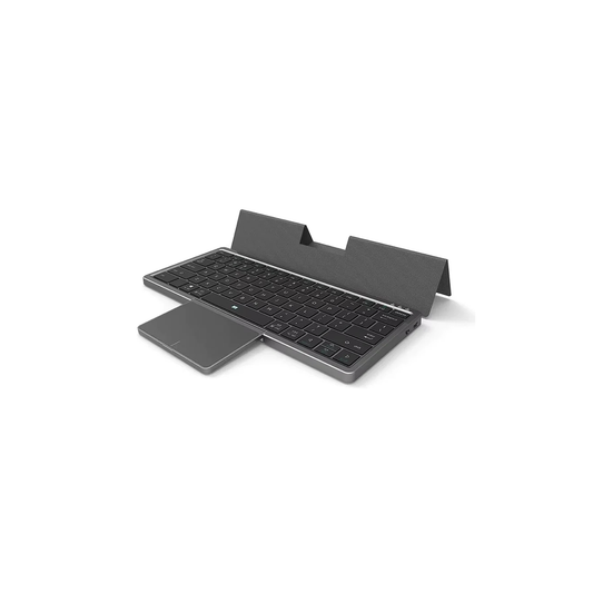 Slim Bluetooth Keyboard with Rotatable Touchpad – PU Leather Stand Case, Multi-OS