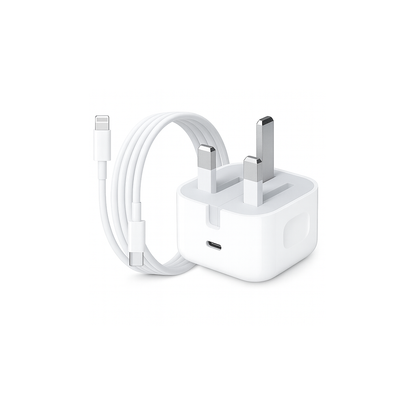 20W USB-C Fast Charger + USB-C to Lightning Cable (UK Plug)