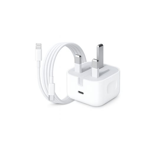 20W USB-C Fast Charger + USB-C to Lightning Cable (UK Plug)