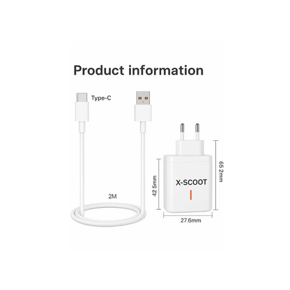 X-SCOOT GaN 65W Fast Charger + 2m USB-C Cable