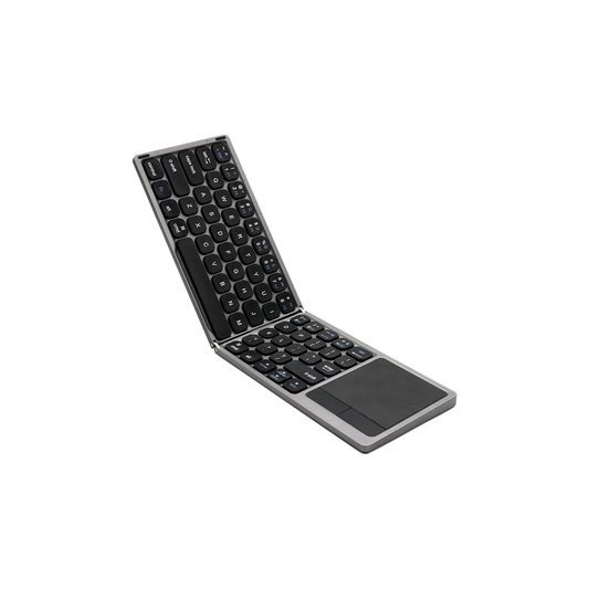 Foldable Bluetooth Keyboard with Touchpad – Ultra-Portable, Silent Keys, 80h Battery