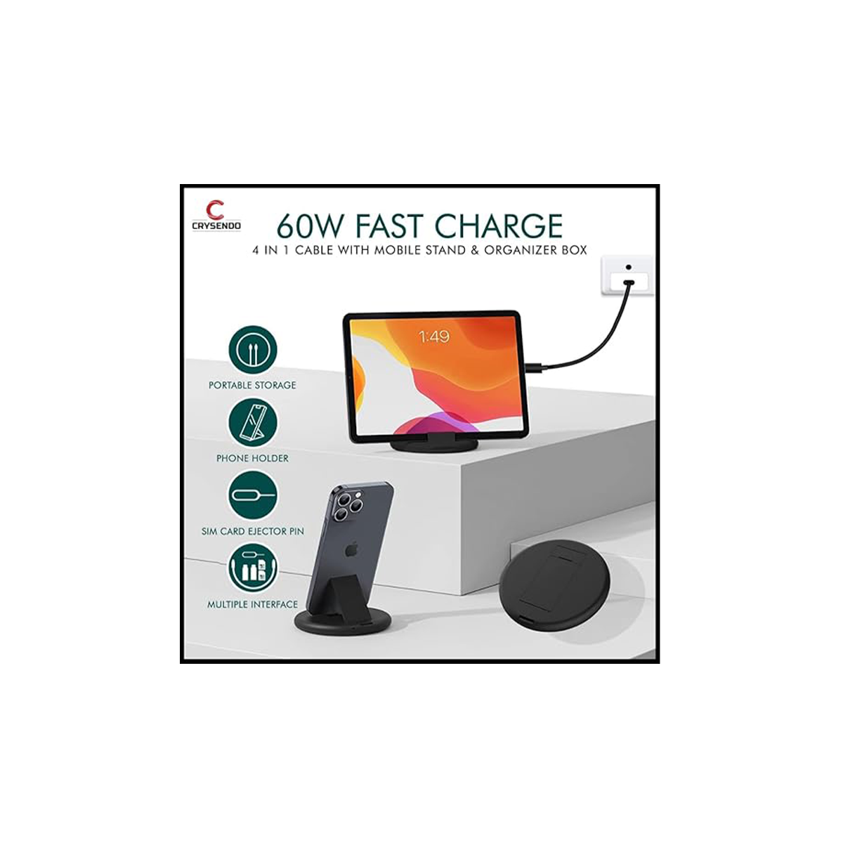 4-in-1 60W Fast-Charge Cable Kit & Phone Stand