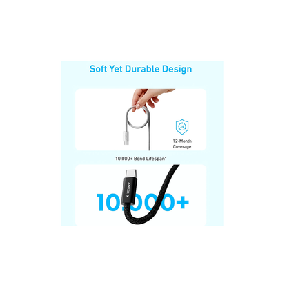 Anker USB-C to USB-C Braided Cable — 60W PD Fast Charging, Extra-Long (3 m)